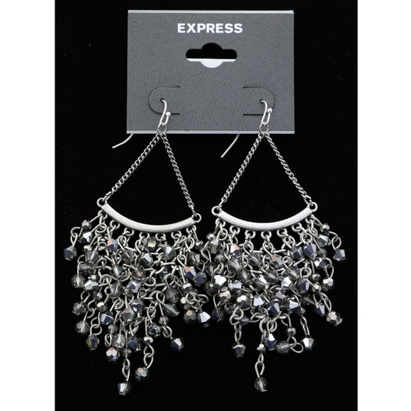 Express Drop-Dangle-Earrings Silver/Gray NWT - Picture 3 of 6